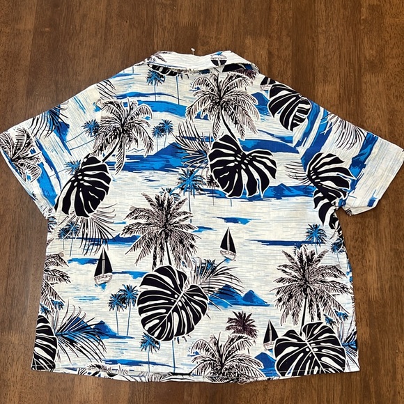 Linen Cotton Crop Boxy Button Front Shirt Beach Hawaiian Coconut Girl Sz S NWT - Picture 6 of 9